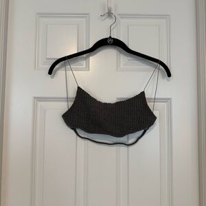 Charcoal Ribbed strapped bra